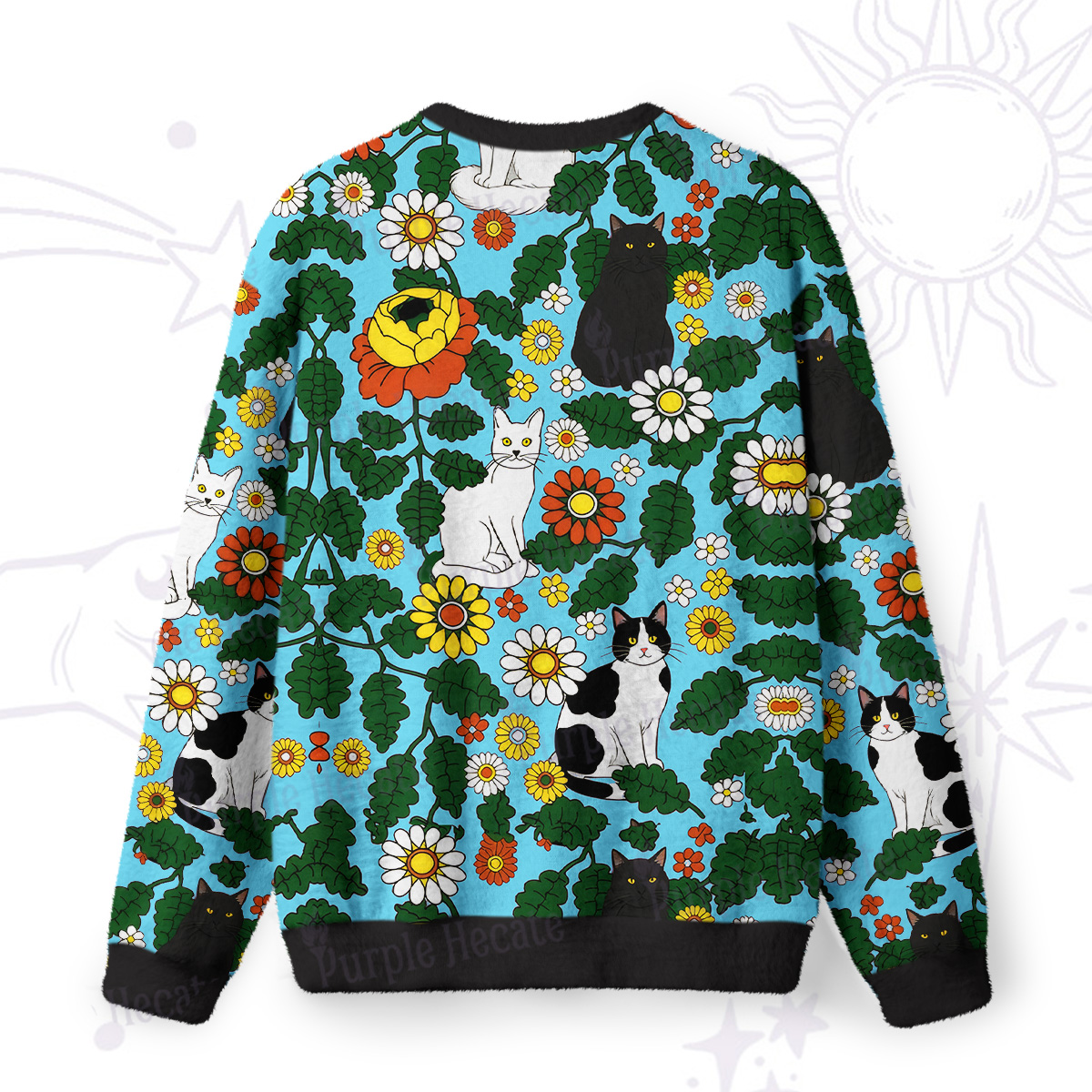 Purplehecate Daisy Cat  Garden Fuzzy Ugly Sweatshirt