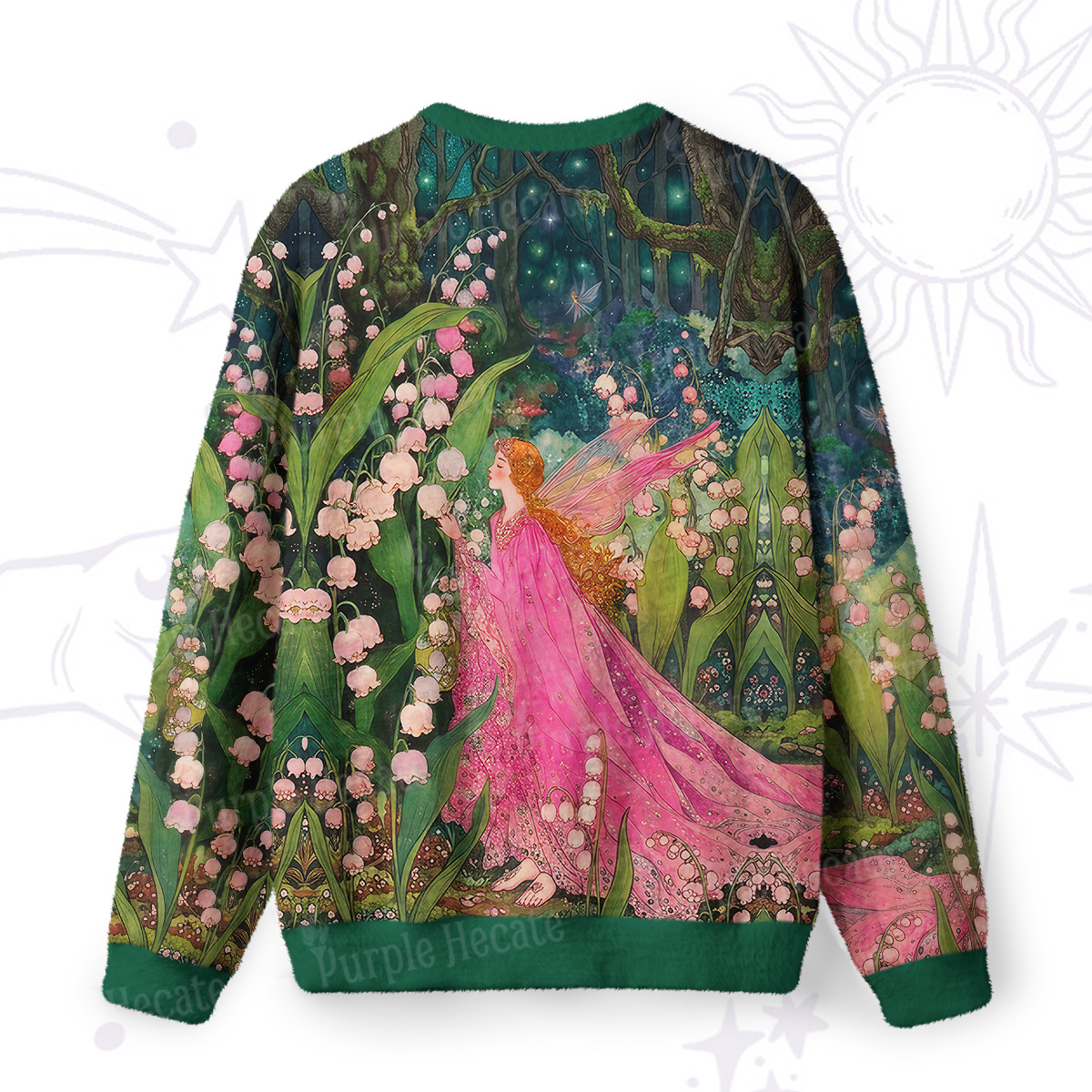 Purplehecate Mystic Secret Lily Fairy Forest Fuzzy Ugly Sweatshirt