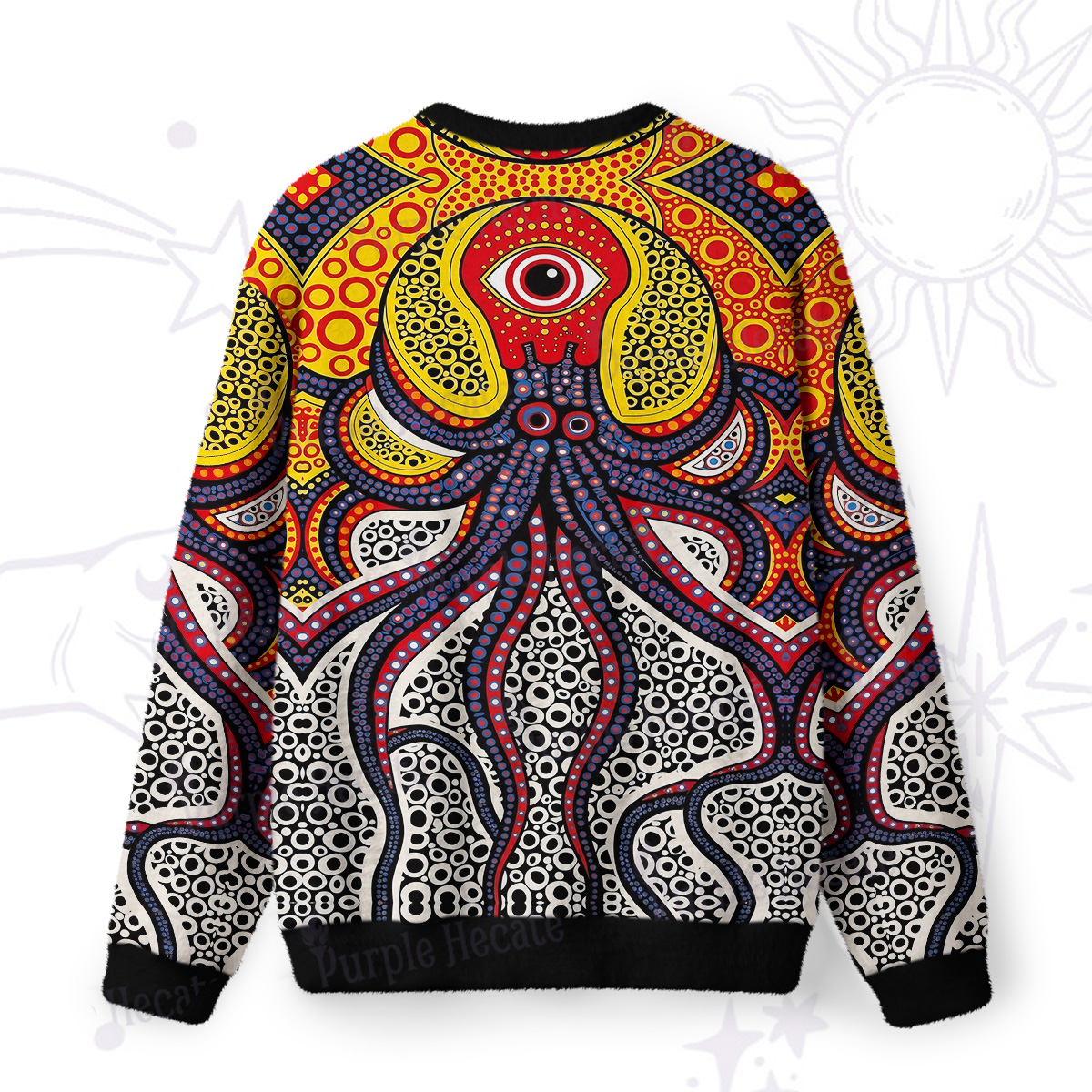 Purplehecate Trippy One‑Eyed Sea Monster Octopus Tentacle Fuzzy Ugly Sweatshirt