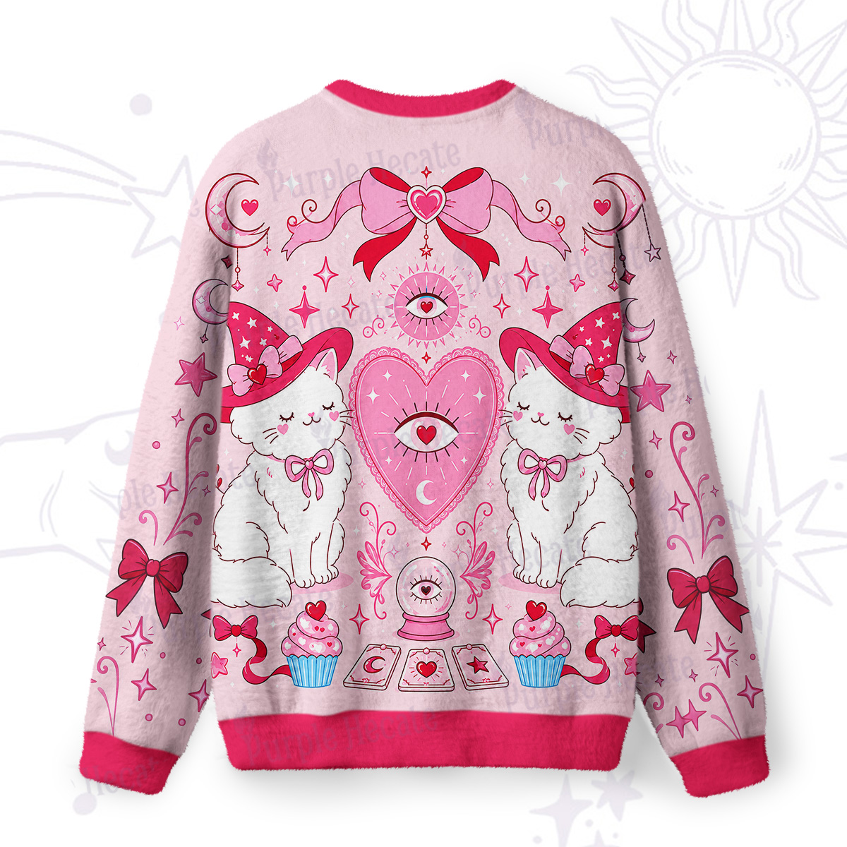 Purplehecate Sweet Magic Cat's Afternoon Tea Fuzzy Ugly Sweatshirt