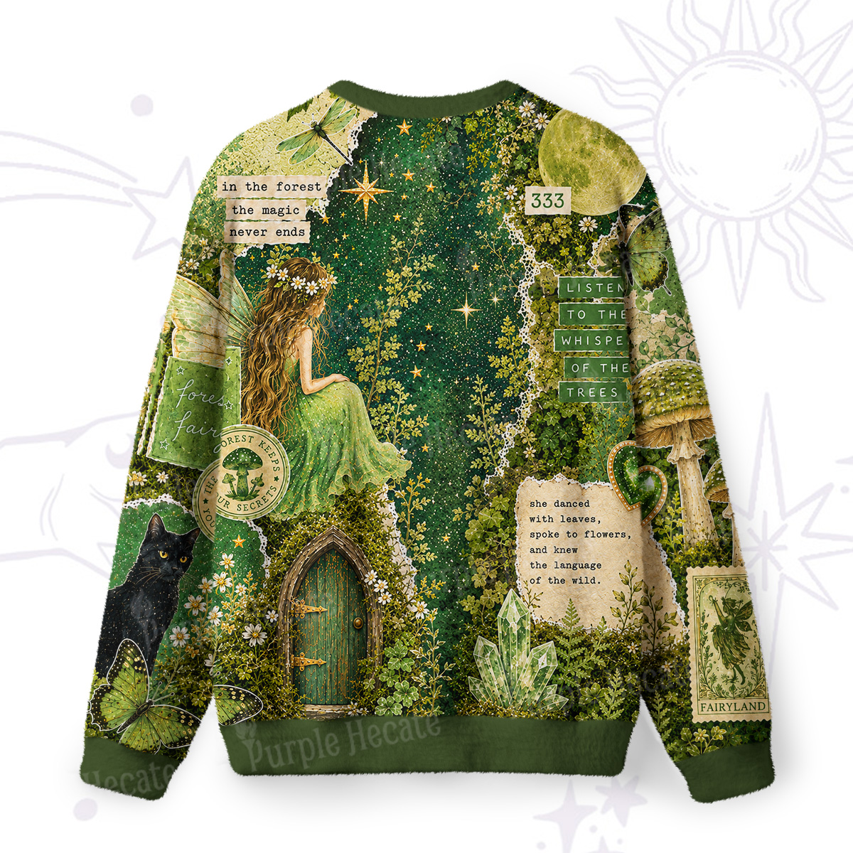Purplehecate Forest Witch Who Listens to the Whispers of the Trees Fuzzy Ugly Sweatshirt
