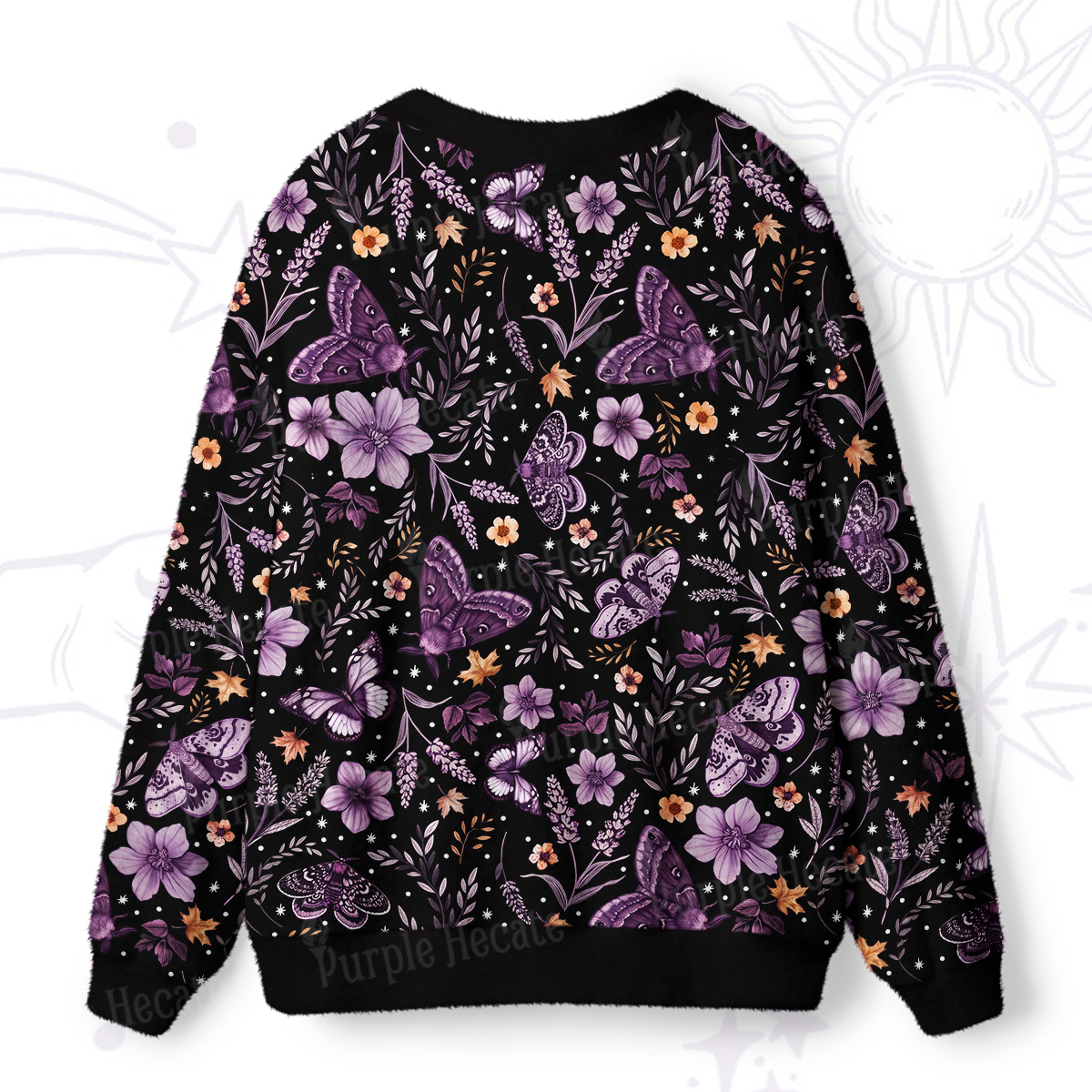Purplehecate Midnight Moths & Butterflies Dance Ugly Cardigan Sweaters