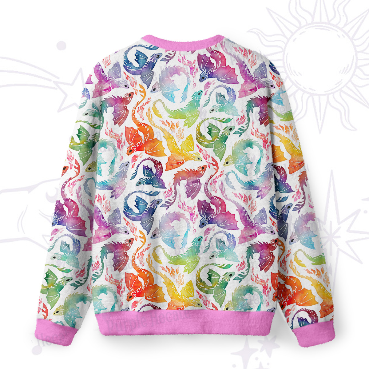 Purplehecate Rainbow Dragon Fire Fuzzy Ugly Sweatshirt