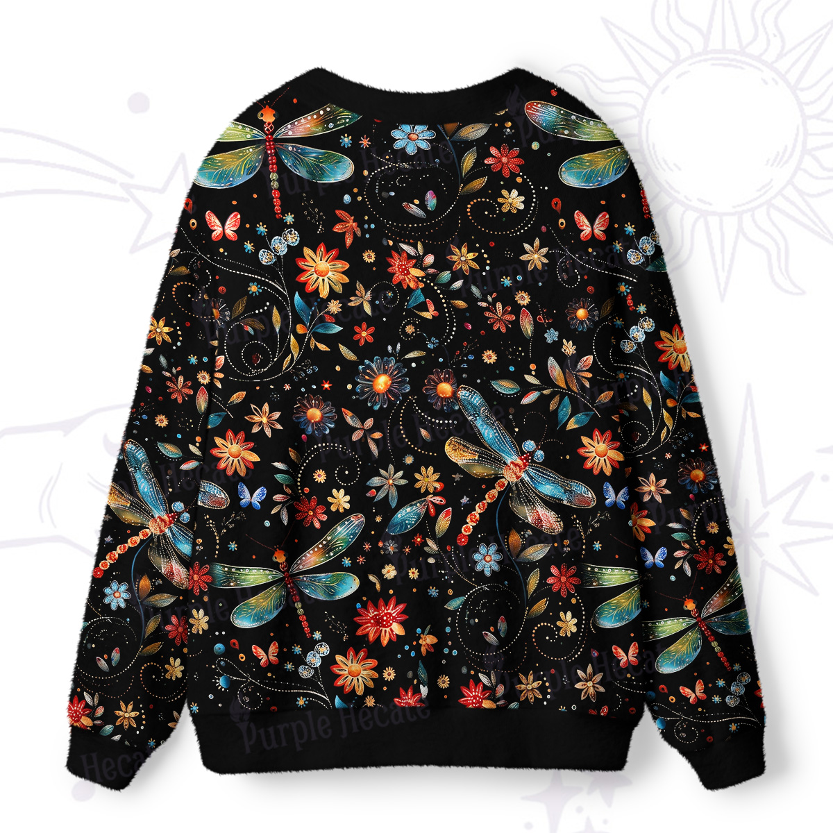 Purplehecate Starlit Rainbow Wing Dragonfly Ugly Cardigan Sweaters