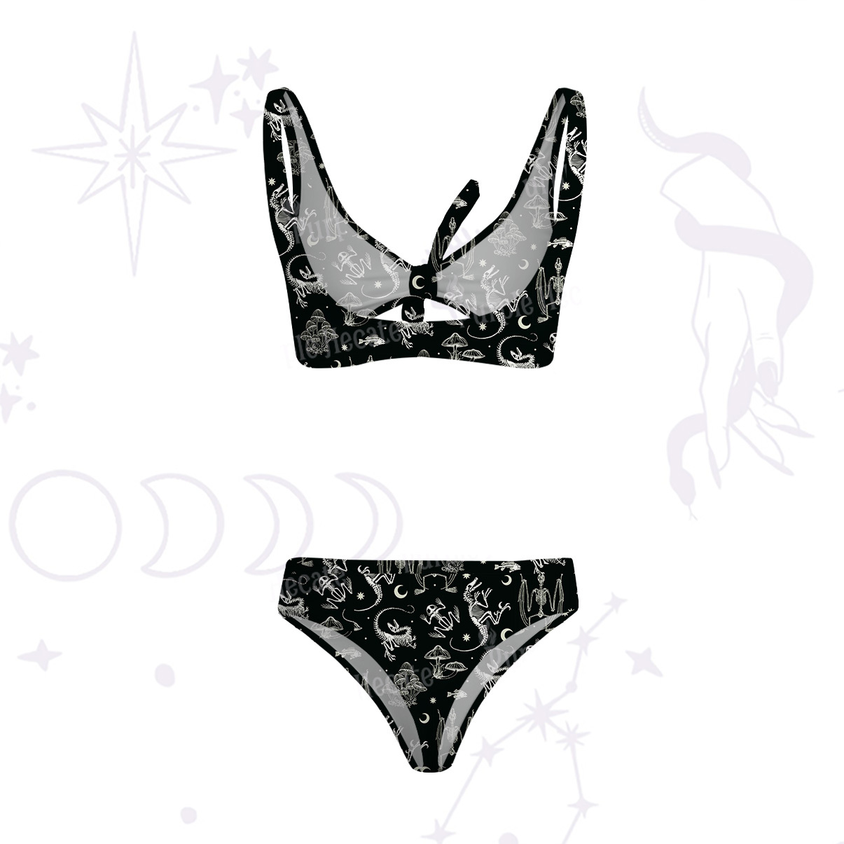 Purplehecate Prehistoric Fantasy Versa-Tie Two-Piece Swimsuit