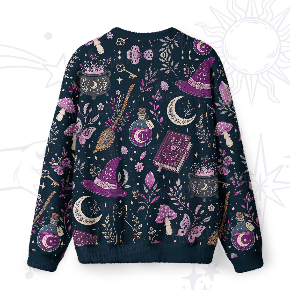 Purplehecate Witchcraft Spellbook Fuzzy Ugly Sweatshirt
