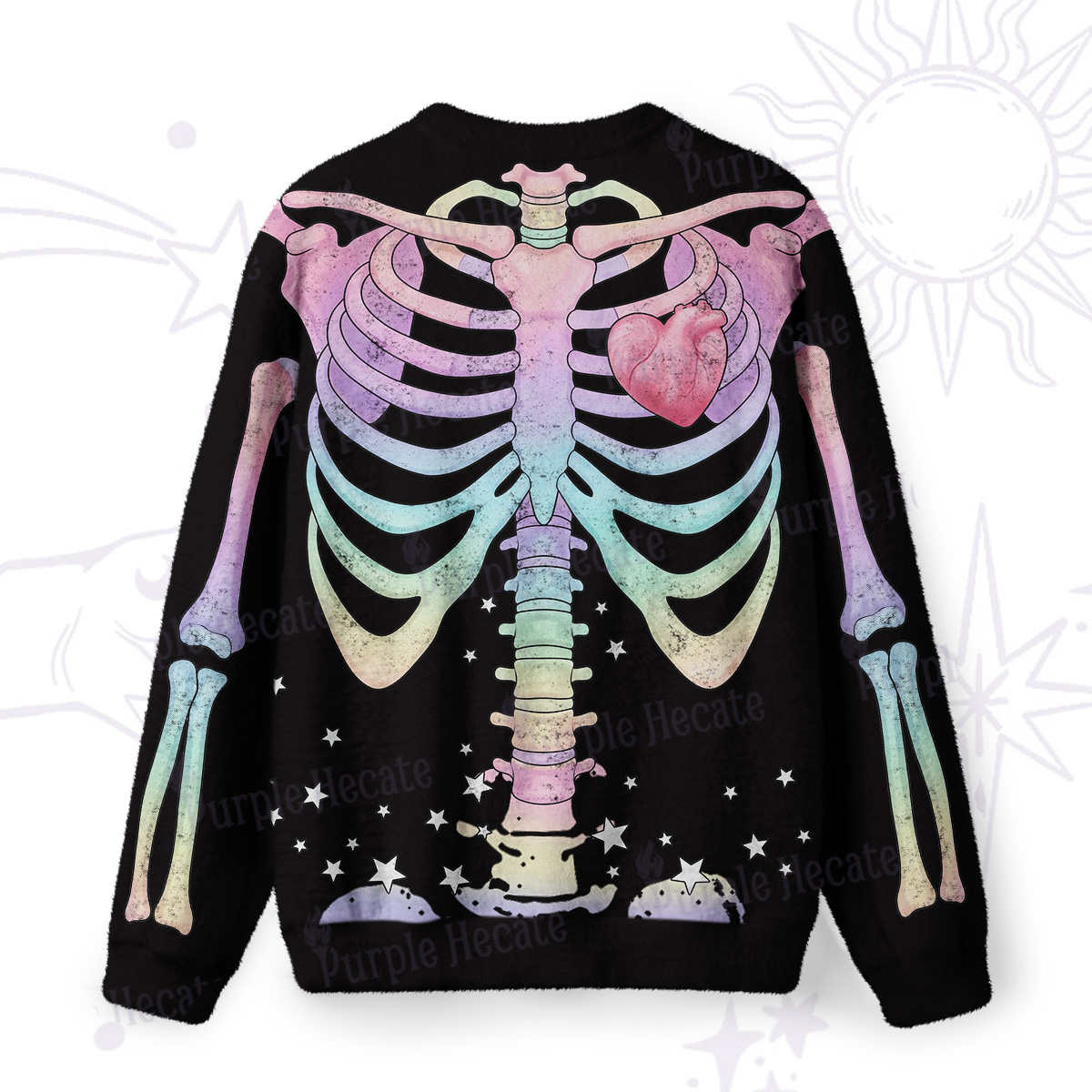 Purplehecate Spooky Skeleton Fuzzy Ugly Sweatshirt