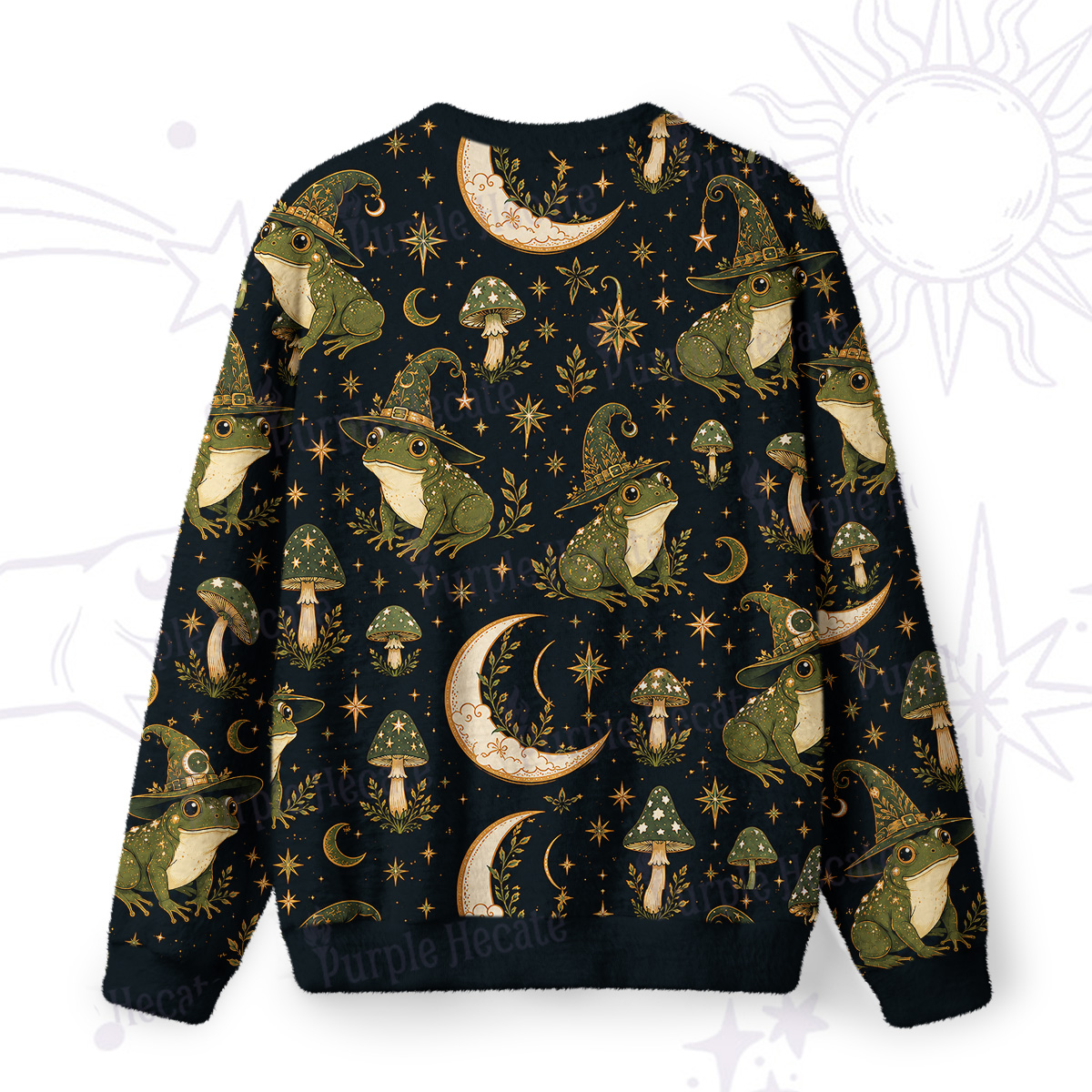 Purplehecate Witch Frog Moonlight Fuzzy Ugly Sweatshirt