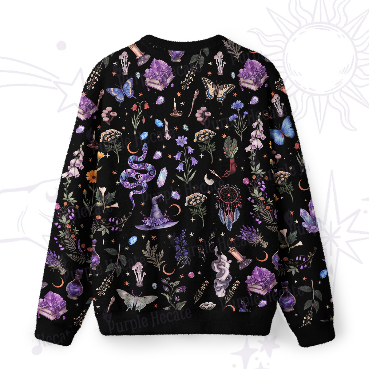 Purplehecate Witchcraft Herbarium Magic Fuzzy Ugly Sweatshirt