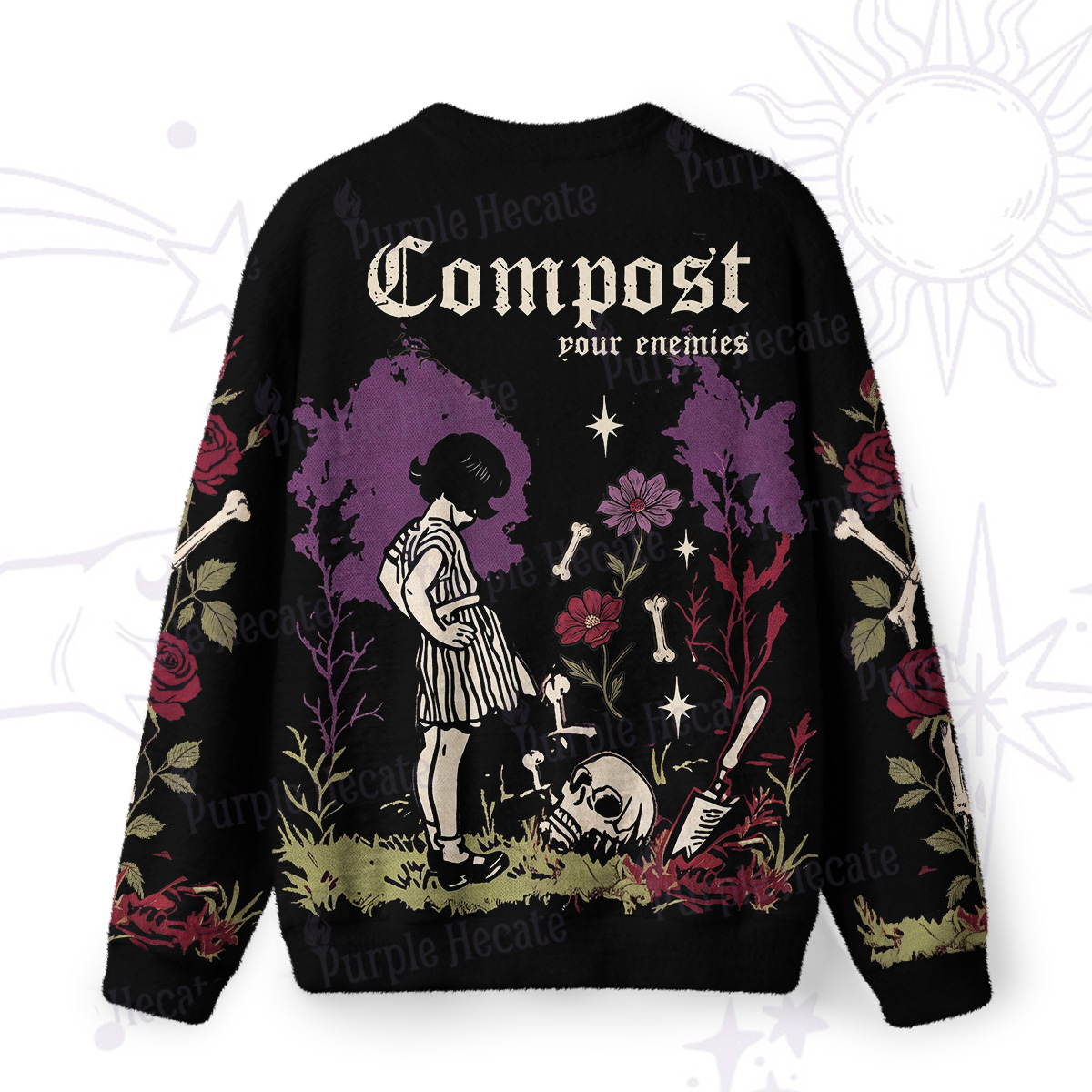 Purplehecate Compost Your Enemies Fuzzy Ugly Sweatshirt