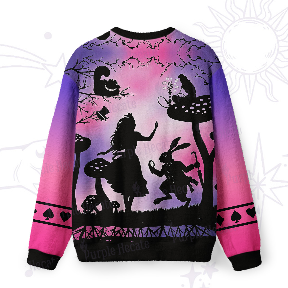 Purplehecate Whimsical Wonderland Mushroom Silhouette Fuzzy Ugly Sweatshirt