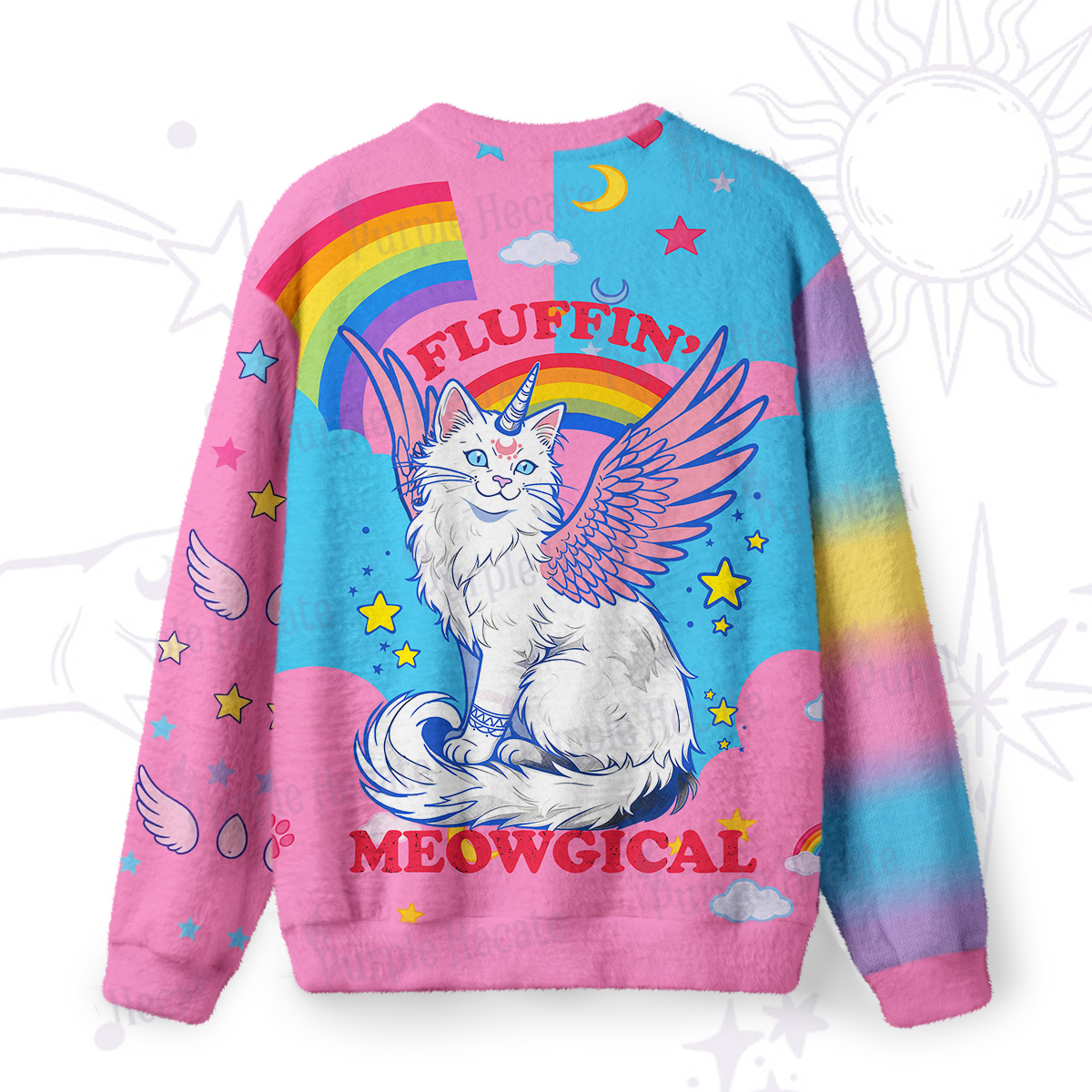 Purplehecate Fluffin Meowgical Fuzzy Ugly Sweatshirt