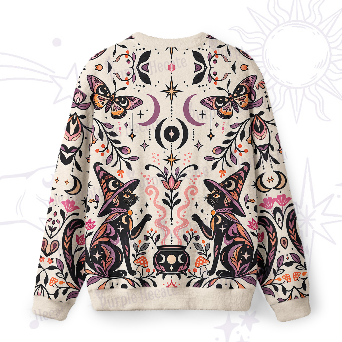 Purplehecate Potion Brewing Magic Cat Fuzzy Ugly Sweatshirt