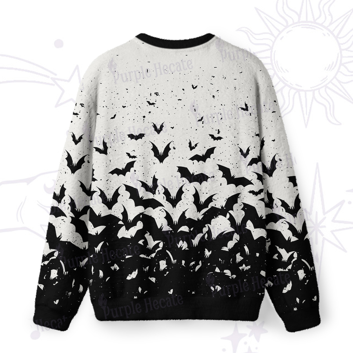 Purplehecate Midnight Bat Swarm Fuzzy Ugly Sweatshirt