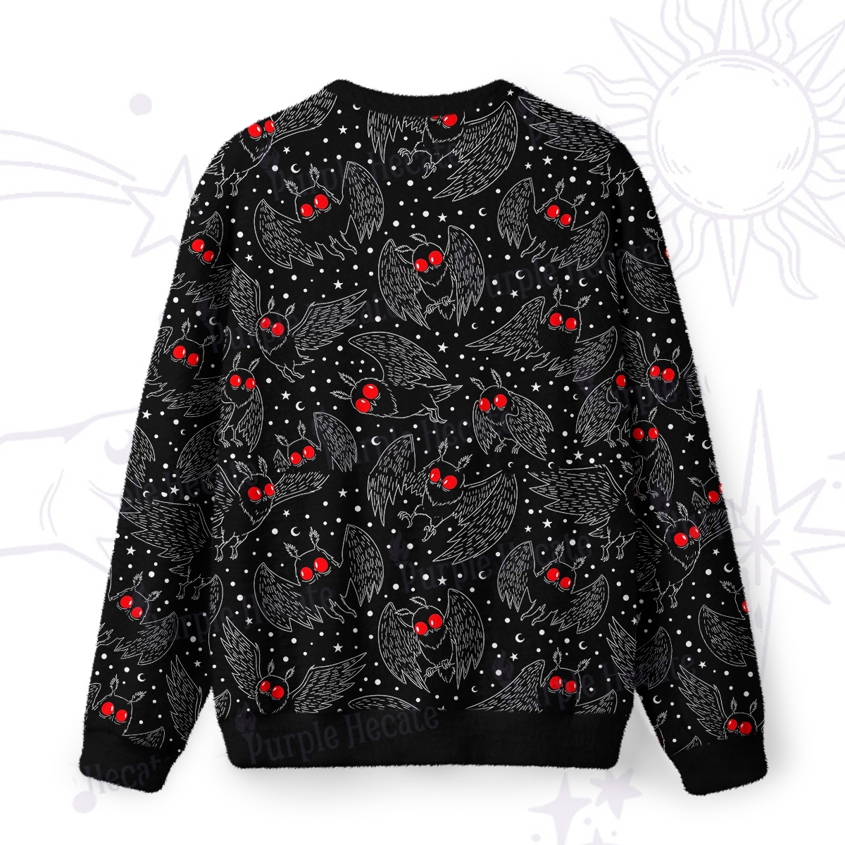 Purplehecate Blood-Eyed Mothman Fuzzy Ugly Sweatshirt