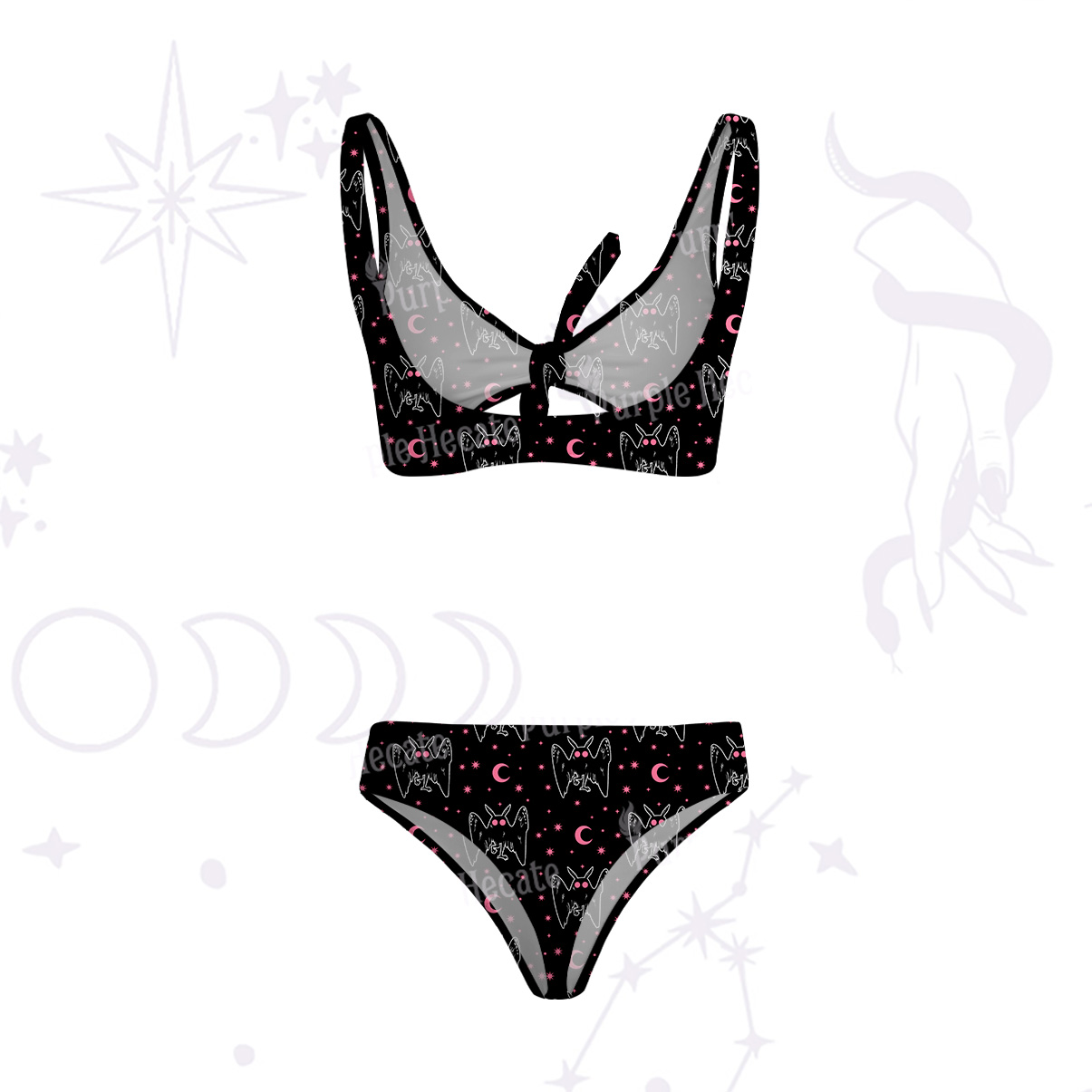 Purplehecate Witchy Mothman Night Versa-Tie Two-Piece Swimsuit