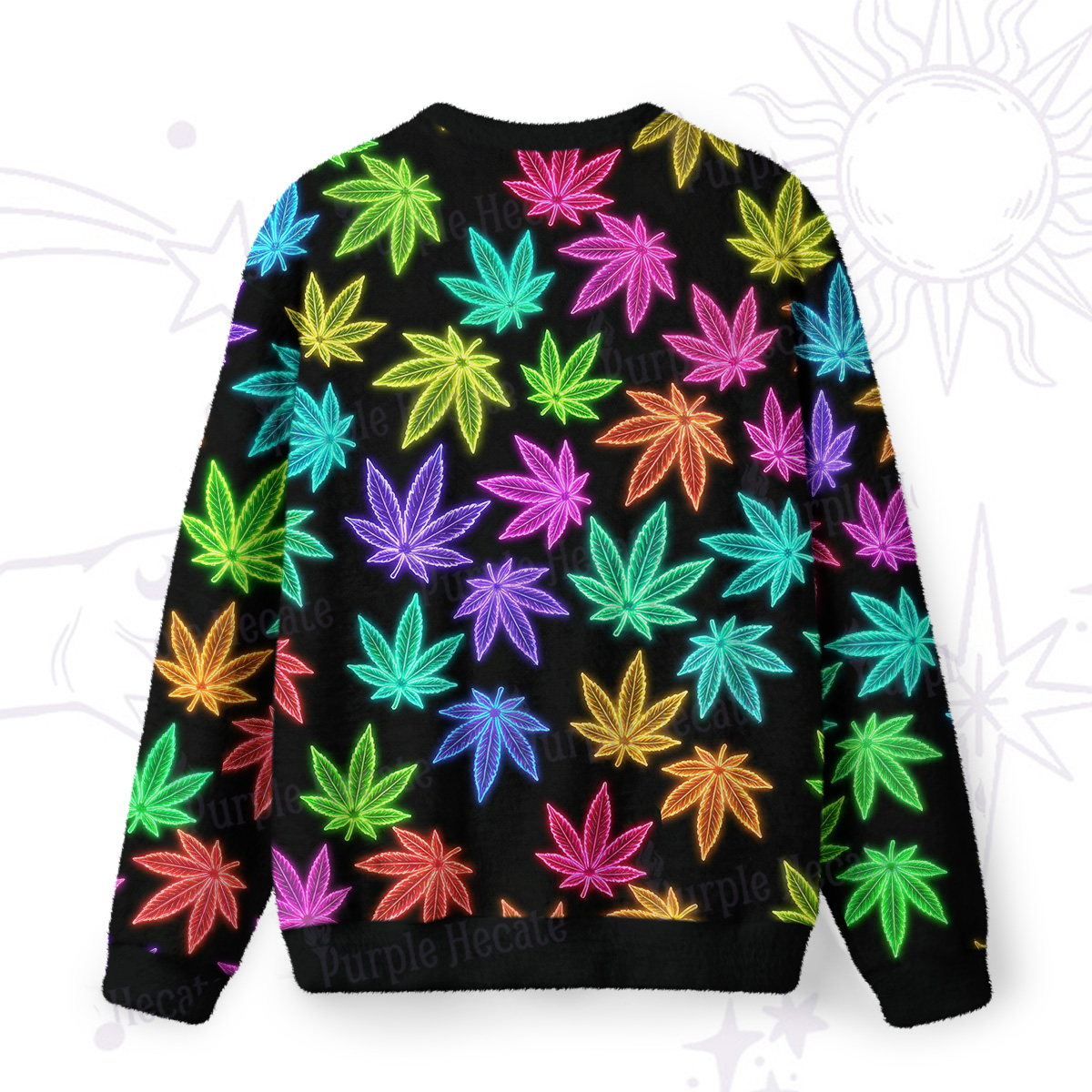 Purplehecate Trippy Weed Fuzzy Ugly Sweatshirt