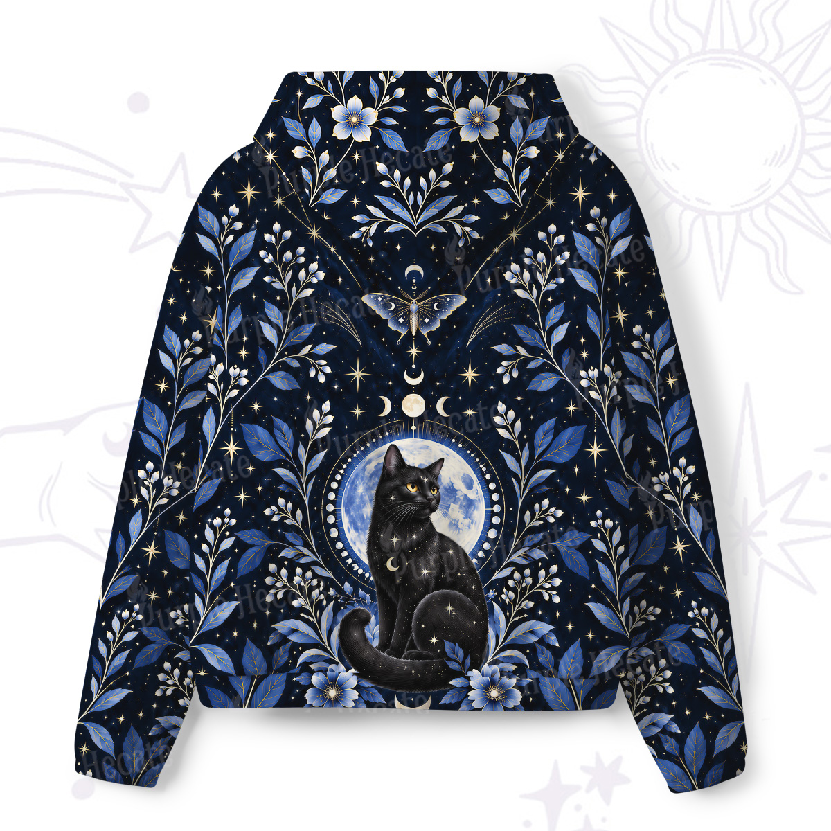 Purplehecate Lunar Oracle Witch's Cat All-Over Print Hoodie