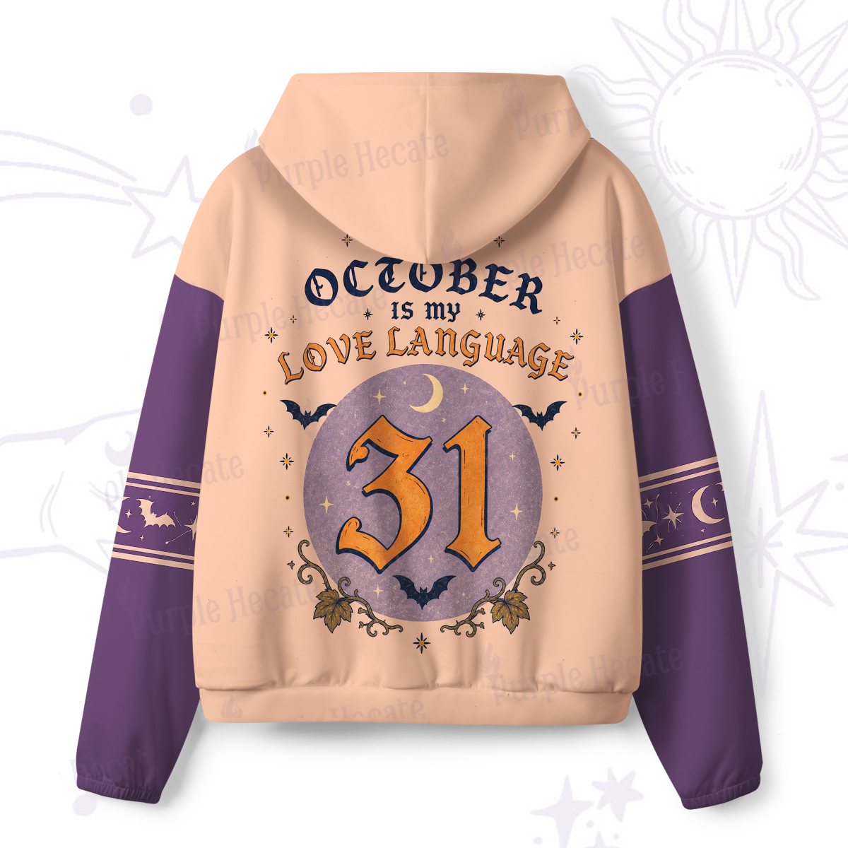 Purplehecate October Is My Love Language Witch All-Over Print Hoodie
