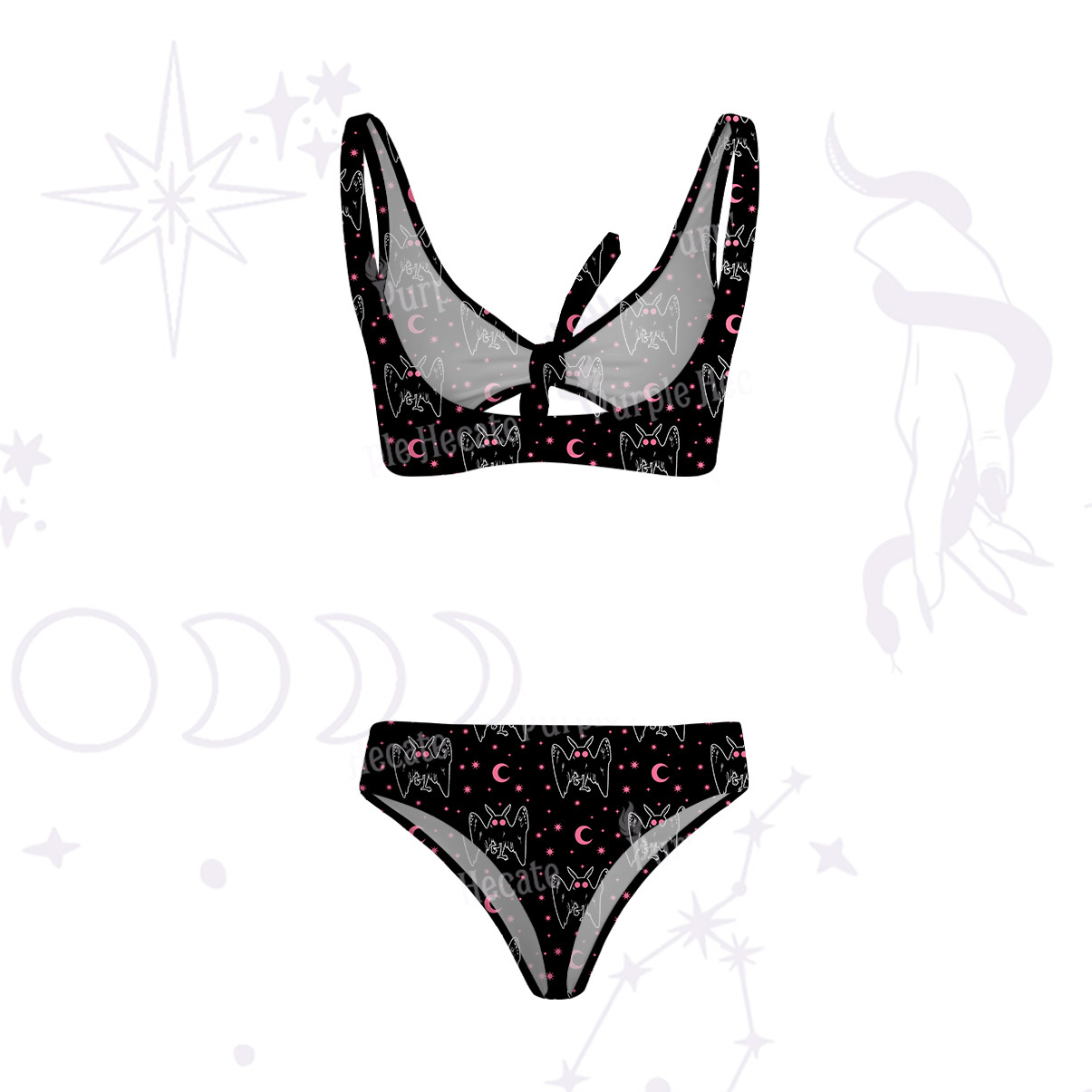 Purplehecate Witchy Mothman Night Versa-Tie Two-Piece Swimsuit
