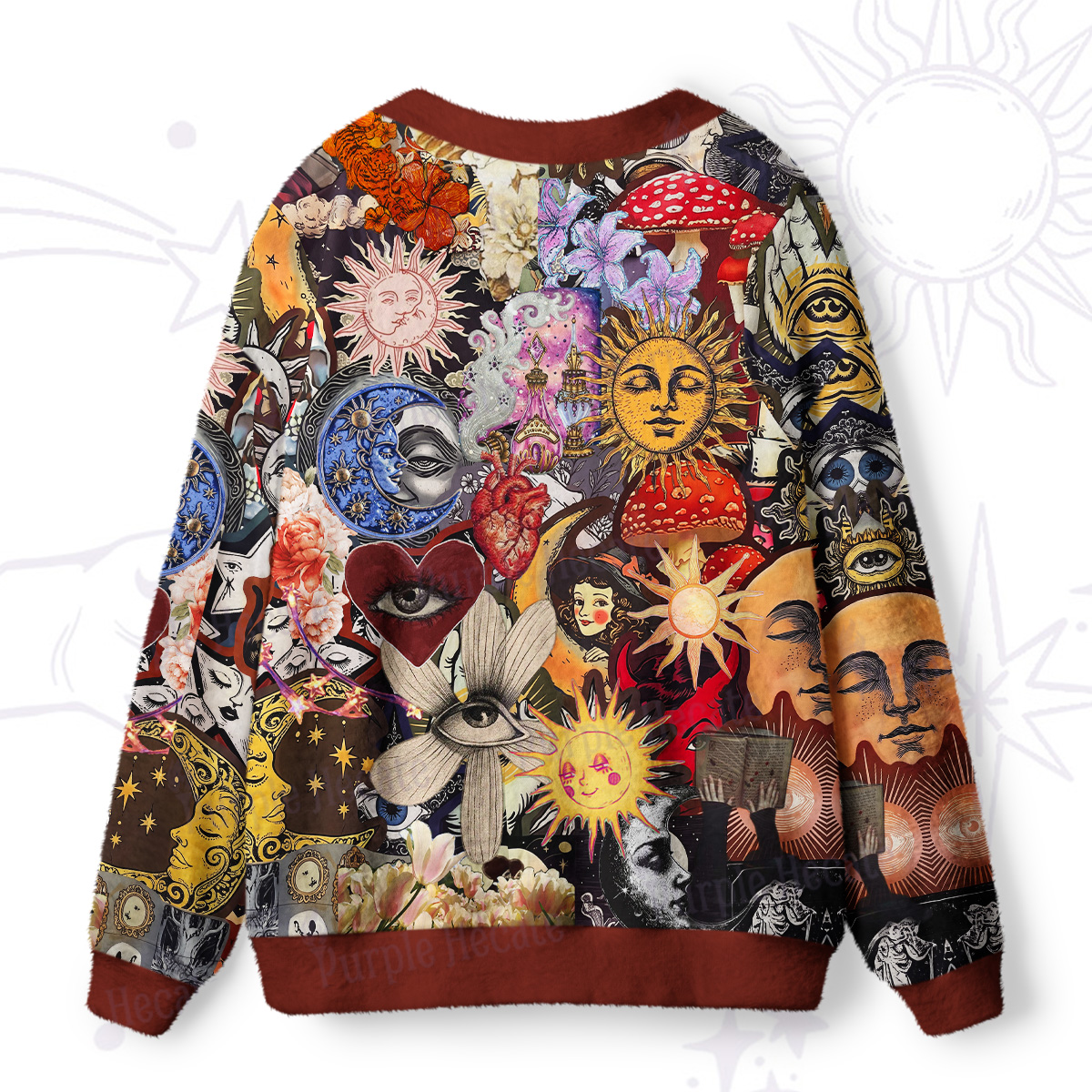 Purplehecate Witch's Curiosity Collage Ugly Cardigan Sweaters
