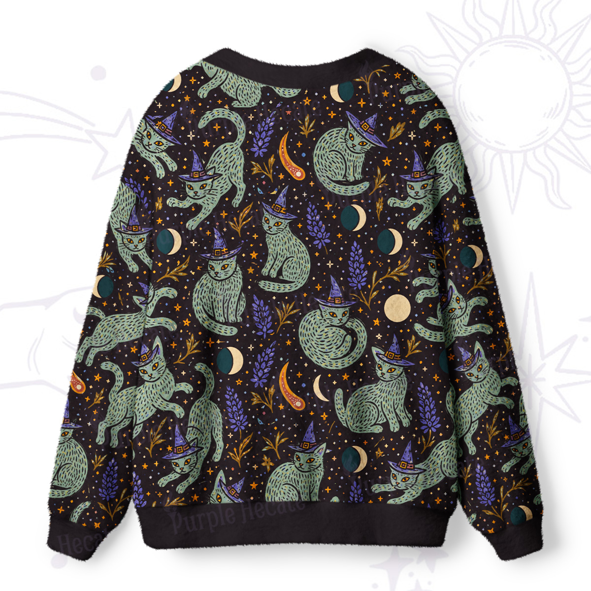 Purplehecate Witchy Black Cat Ugly Cardigan Sweaters