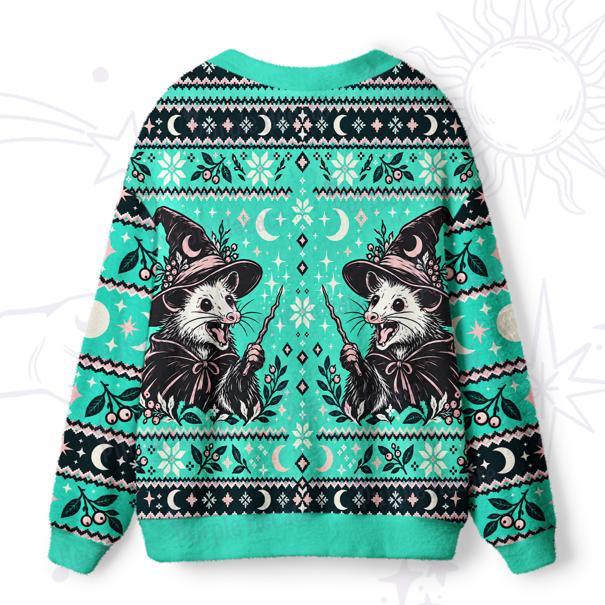 Purplehecate Screamin' Wizard Possum Ugly Cardigan Sweaters