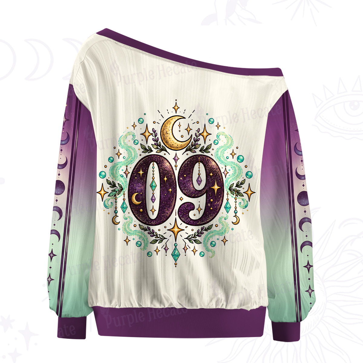 Purplehecate Too Cute to Curse Off The Shoulder Graphic Jersey
