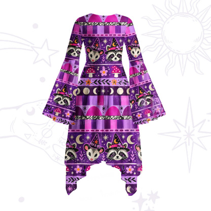 Purplehecate Trash Raccoon & Possum Magic Bell Sleeve Dress