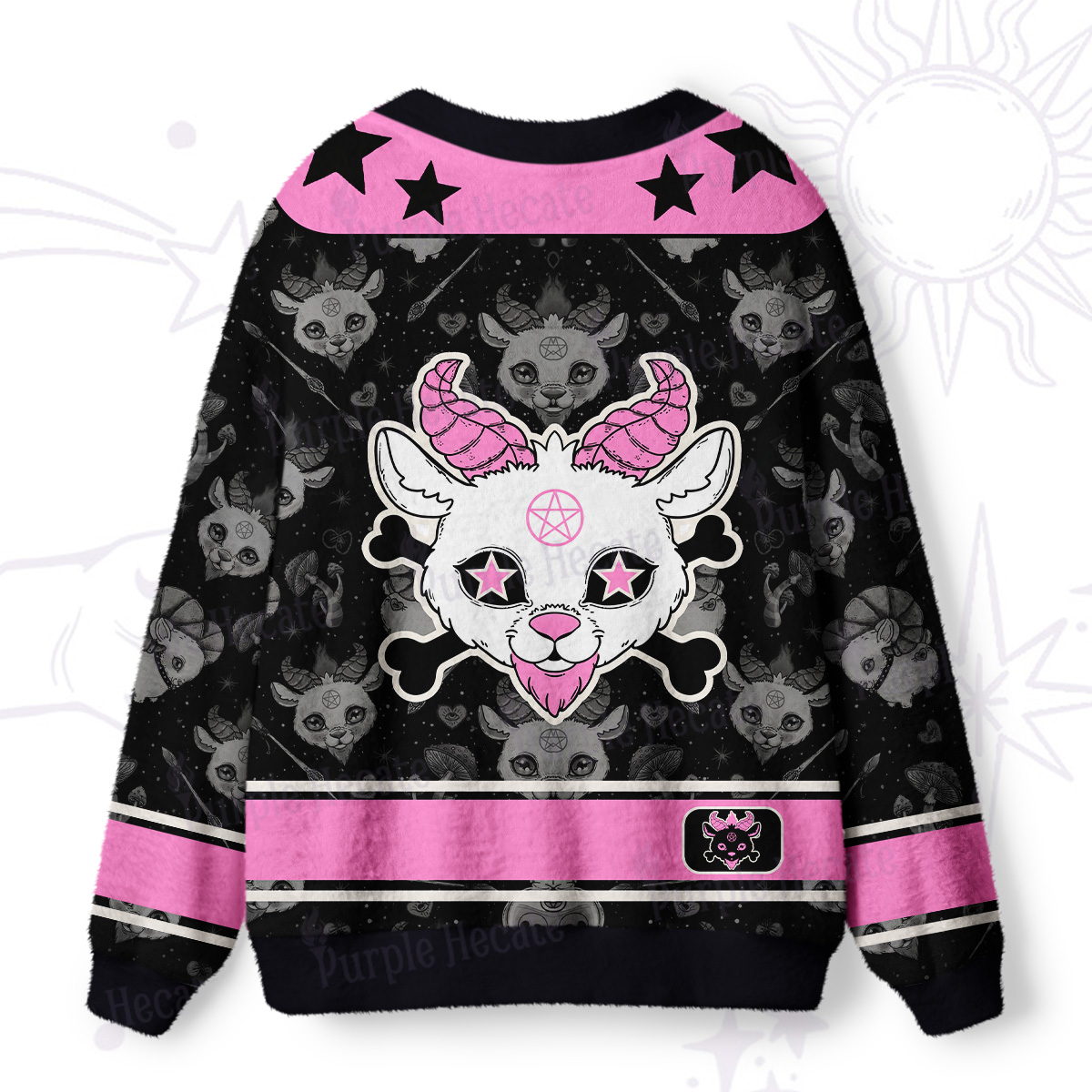 Purplehecate Gothic Demon Goat Ugly Cardigan Sweaters