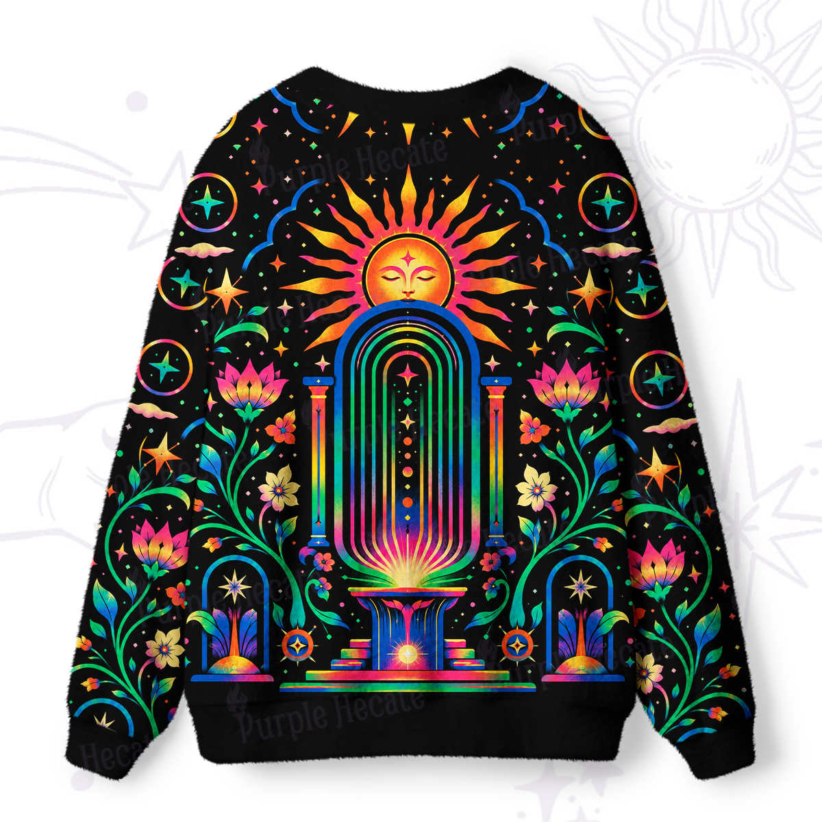 Purplehecate Blacklight Cosmic Portal Ugly Cardigan Sweaters