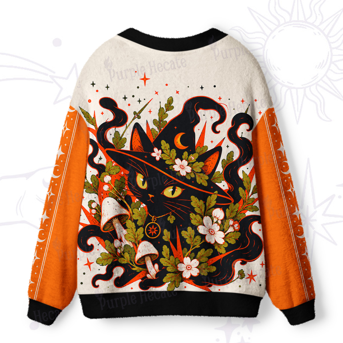 Purplehecate Enchanted Woodland Witch Cat Ugly Cardigan Sweaters