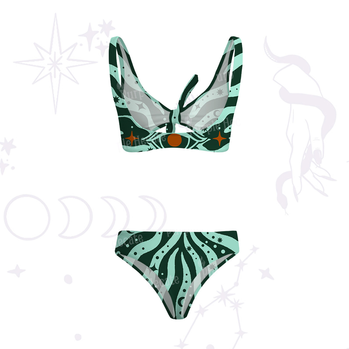 Purplehecate Green Vision Illusion Versa-Tie Two-Piece Swimsuit