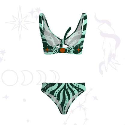 Purplehecate Green Vision Illusion Versa-Tie Two-Piece Swimsuit