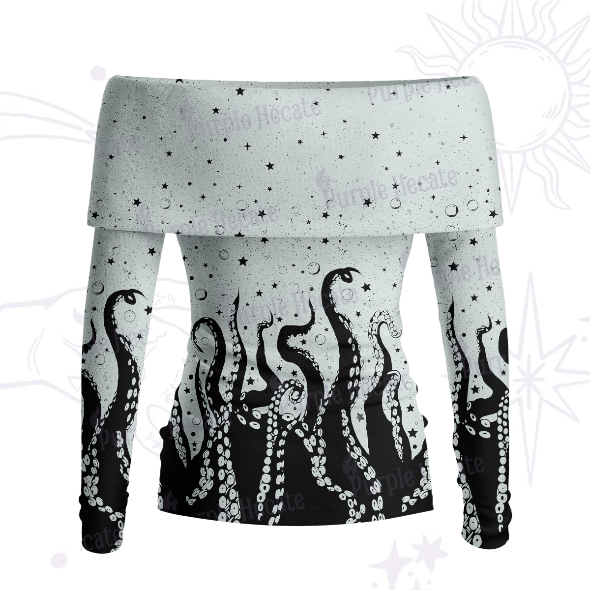 Purplehecate Tentacles of the Deep Off Shoulder Long Sleeve Knit Top