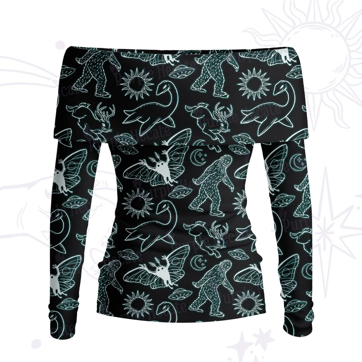 Purplehecate Cryptid Off Shoulder Long Sleeve Knit Top