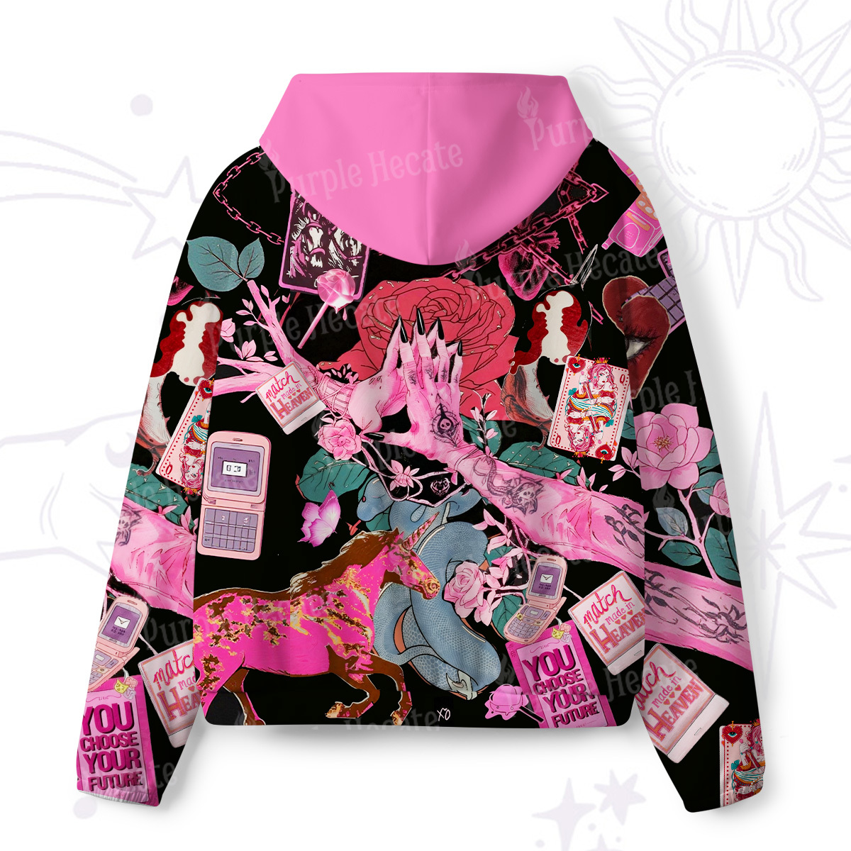 Purplehecate Pink Witch Spell All-Over Print Hoodie