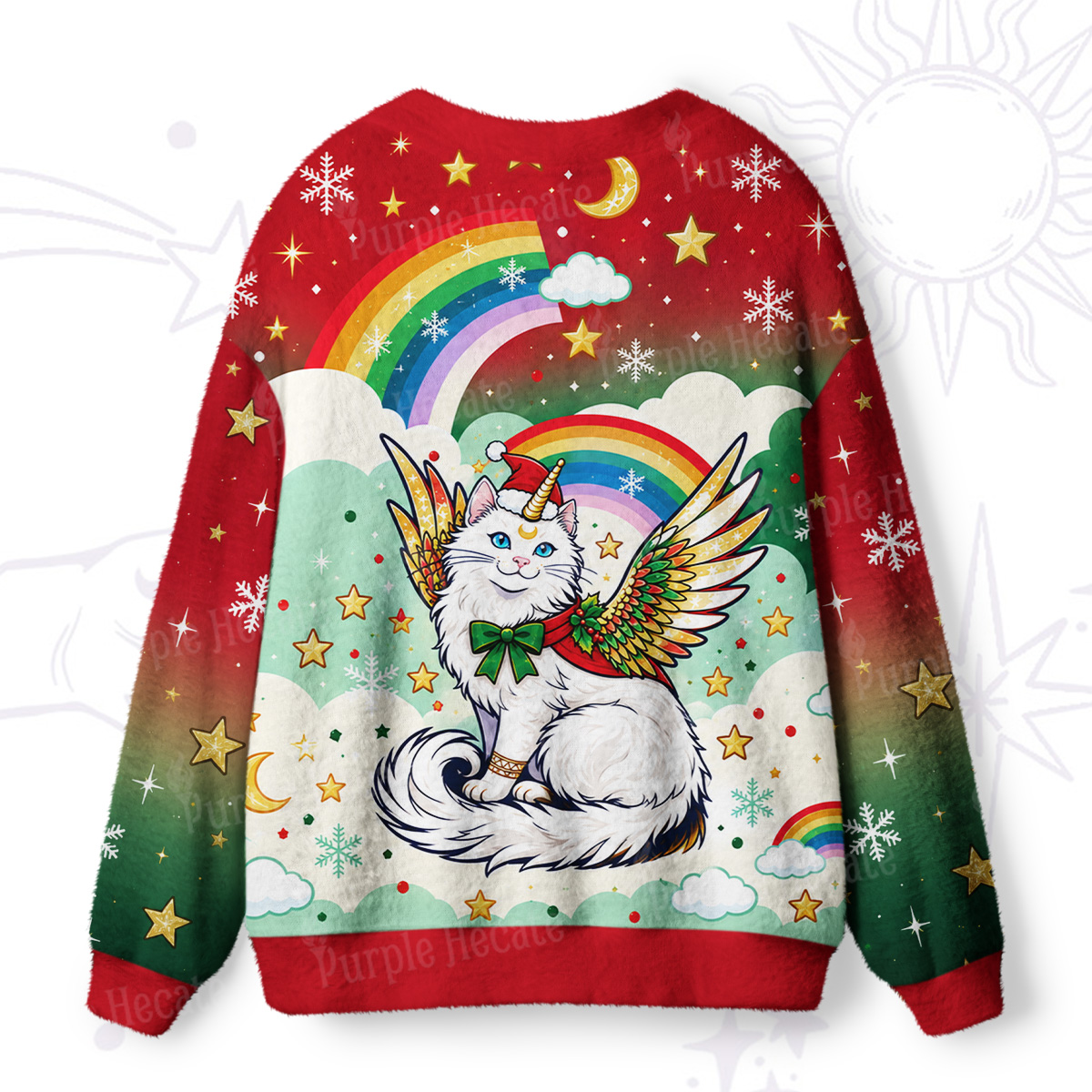 Purplehecate Fluffin Meowgical Christmas Ugly Cardigan Sweaters