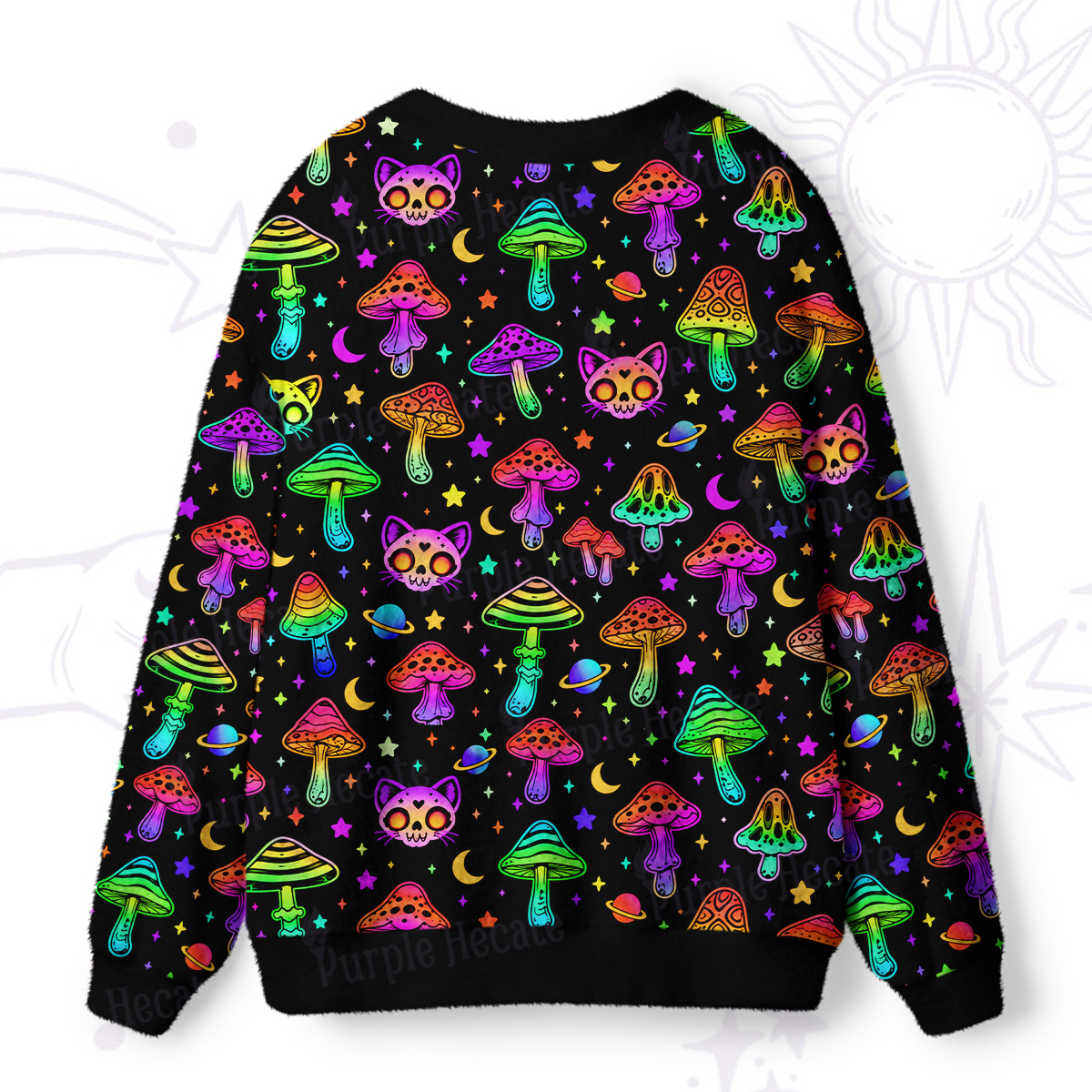 Purplehecate Psychedelic Mushrooms Ugly Cardigan Sweaters