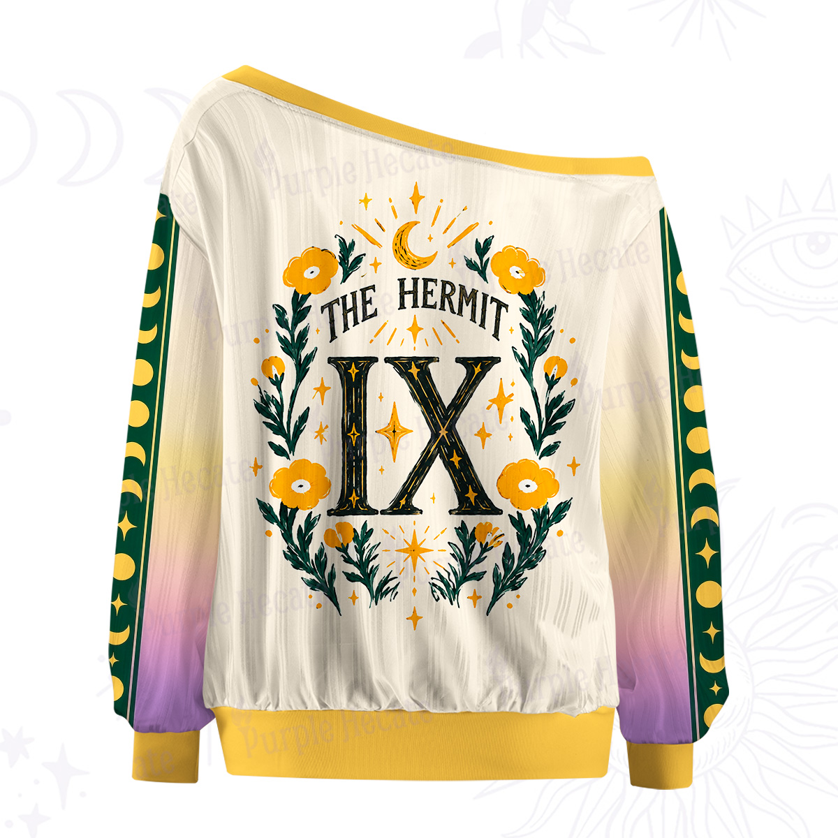 Purplehecate The Hermit Tarot Raccoon Off The Shoulder Graphic Jersey