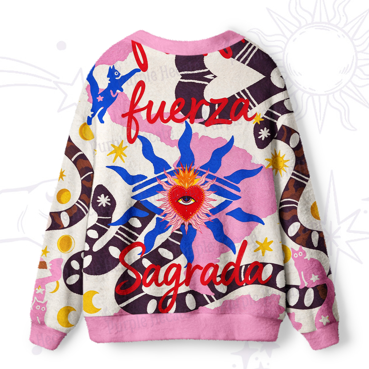Purplehecate Sacred Heart Divine Power Ugly Cardigan Sweaters