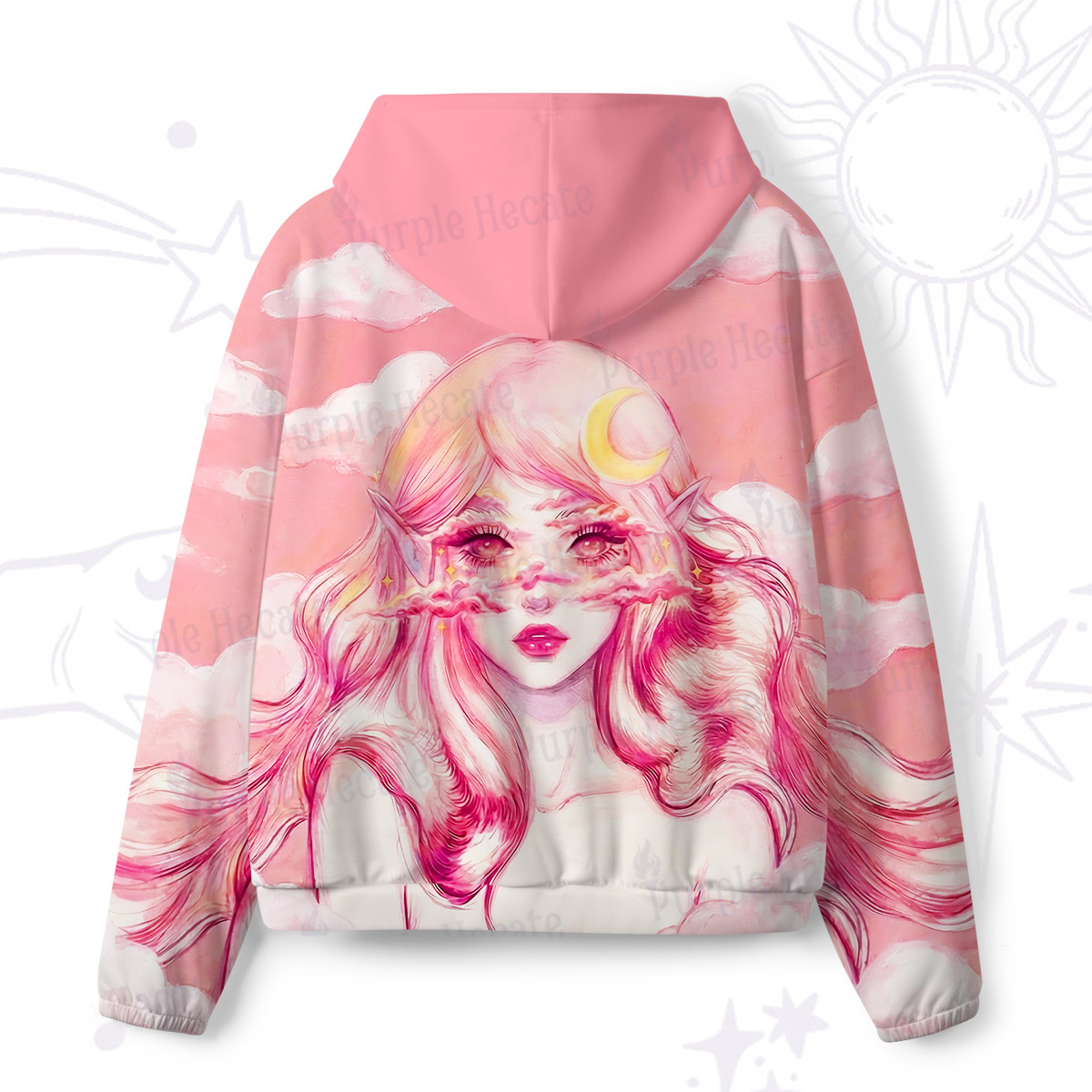 Purplehecate Pink Moon Goddess Witchy All-Over Print Hoodie