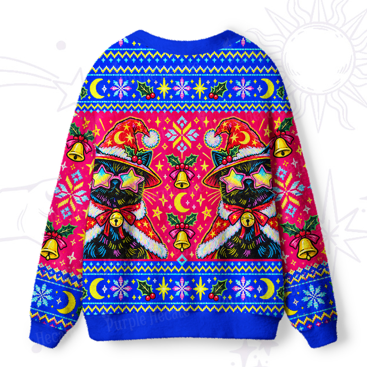 Purplehecate Meowry Creepmas Ugly Cardigan Sweaters