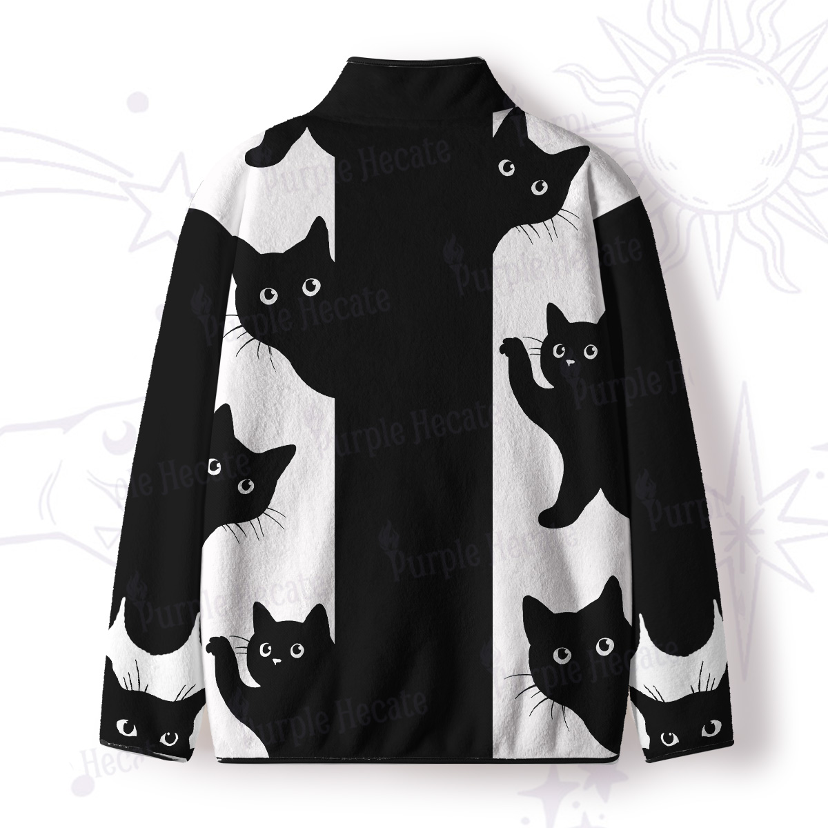 Purplehecate Peekaboo Cats Full Zip Fleece Jacket