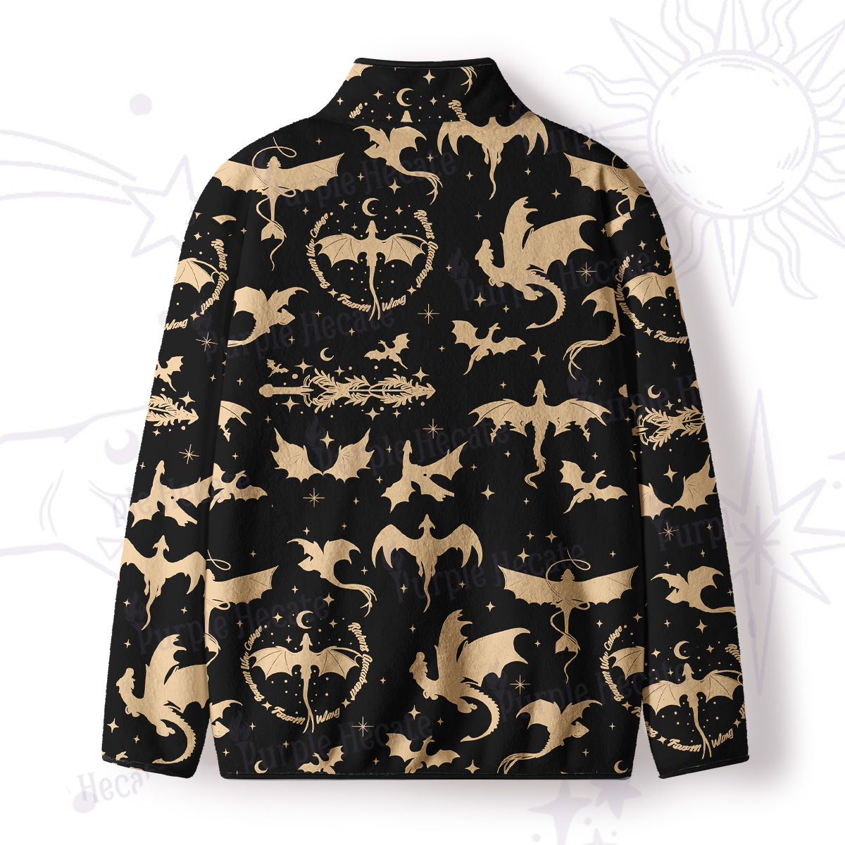 Purplehecate Fantasy Dragon Allover Full Zip Fleece Jacket
