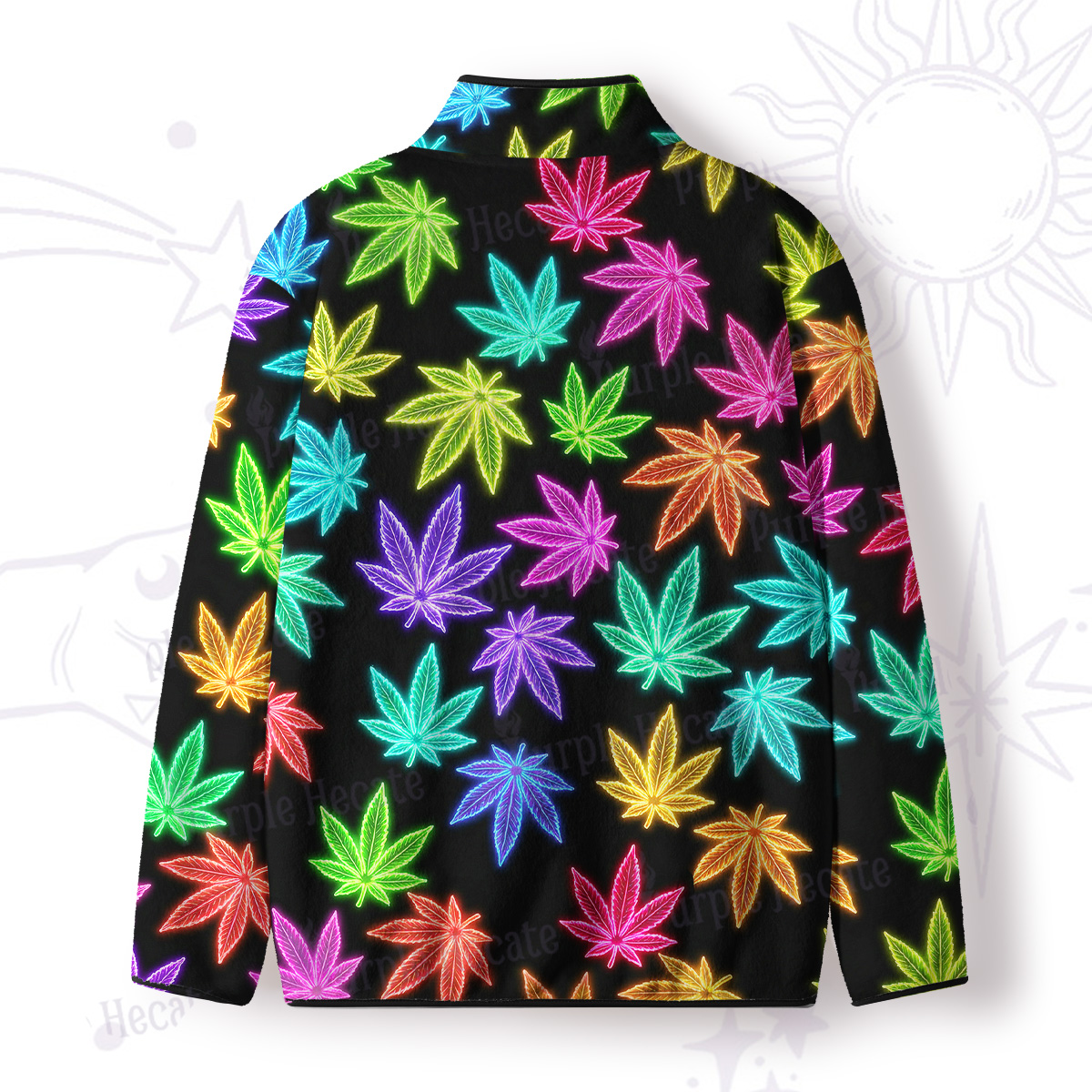 Purplehecate Trippy Weed Full Zip Fleece Jacket