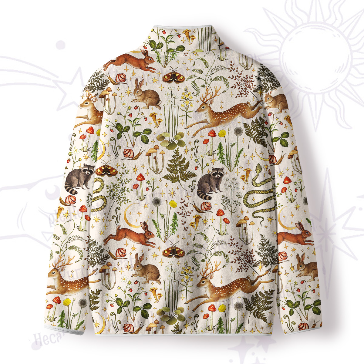 Purplehecate Enchanted Forest Animals Full Zip Fleece Jacket