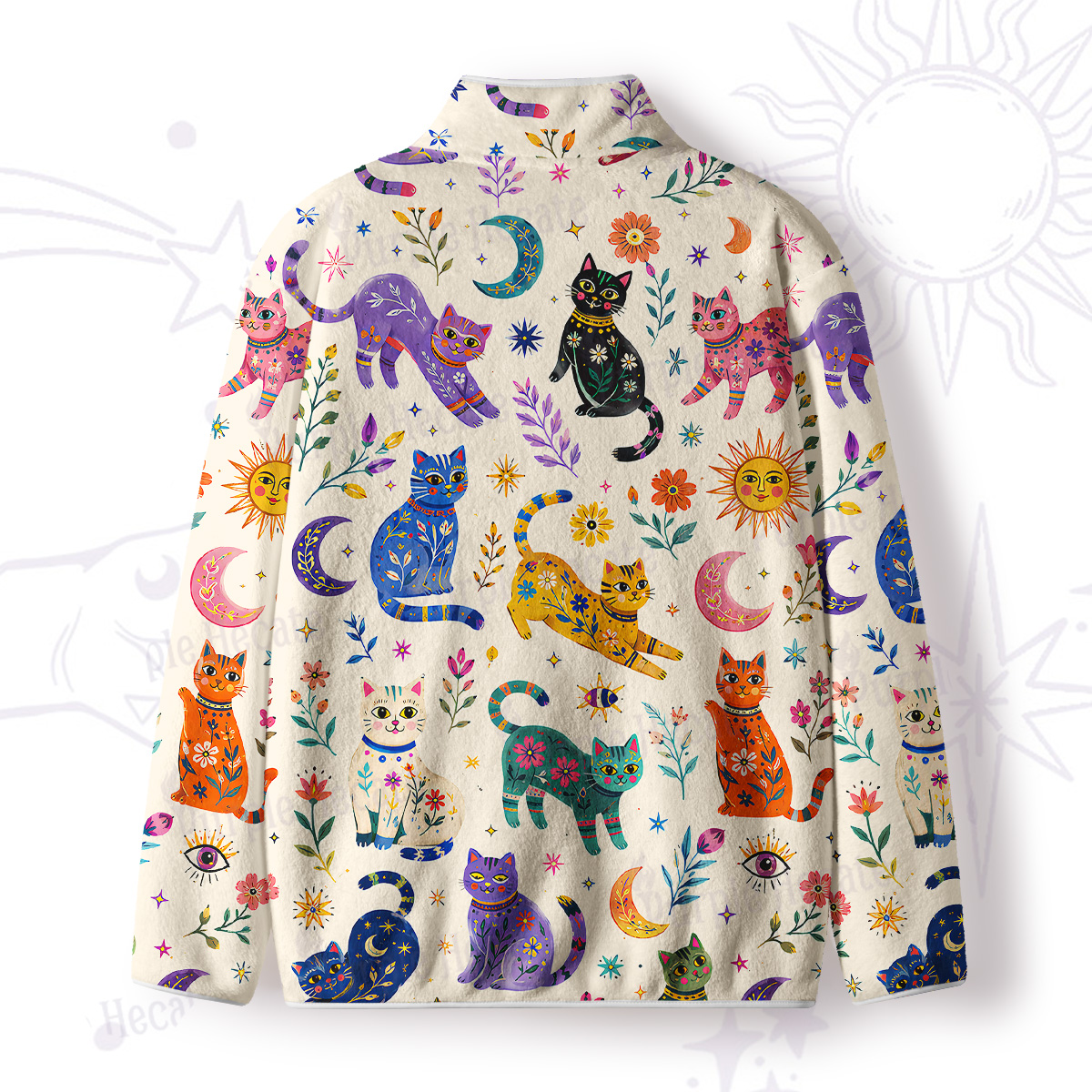 Purplehecate Rainbow Magic Cats Full Zip Fleece Jacket