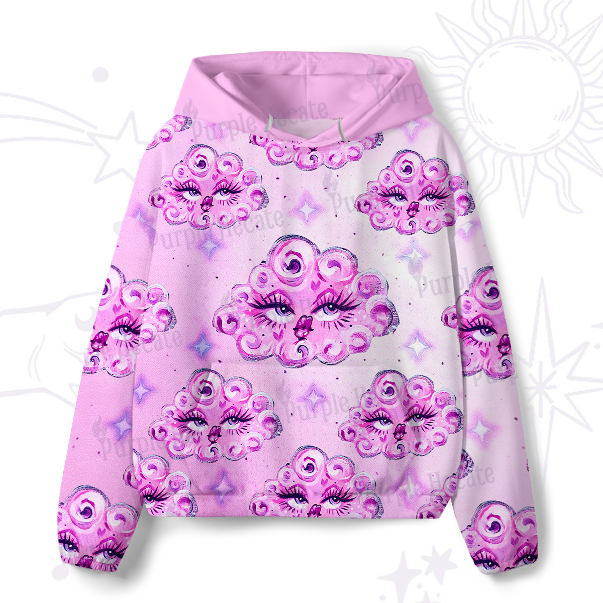 Purplehecate Dreamy Cloud Eyes All-Over Print Hoodie
