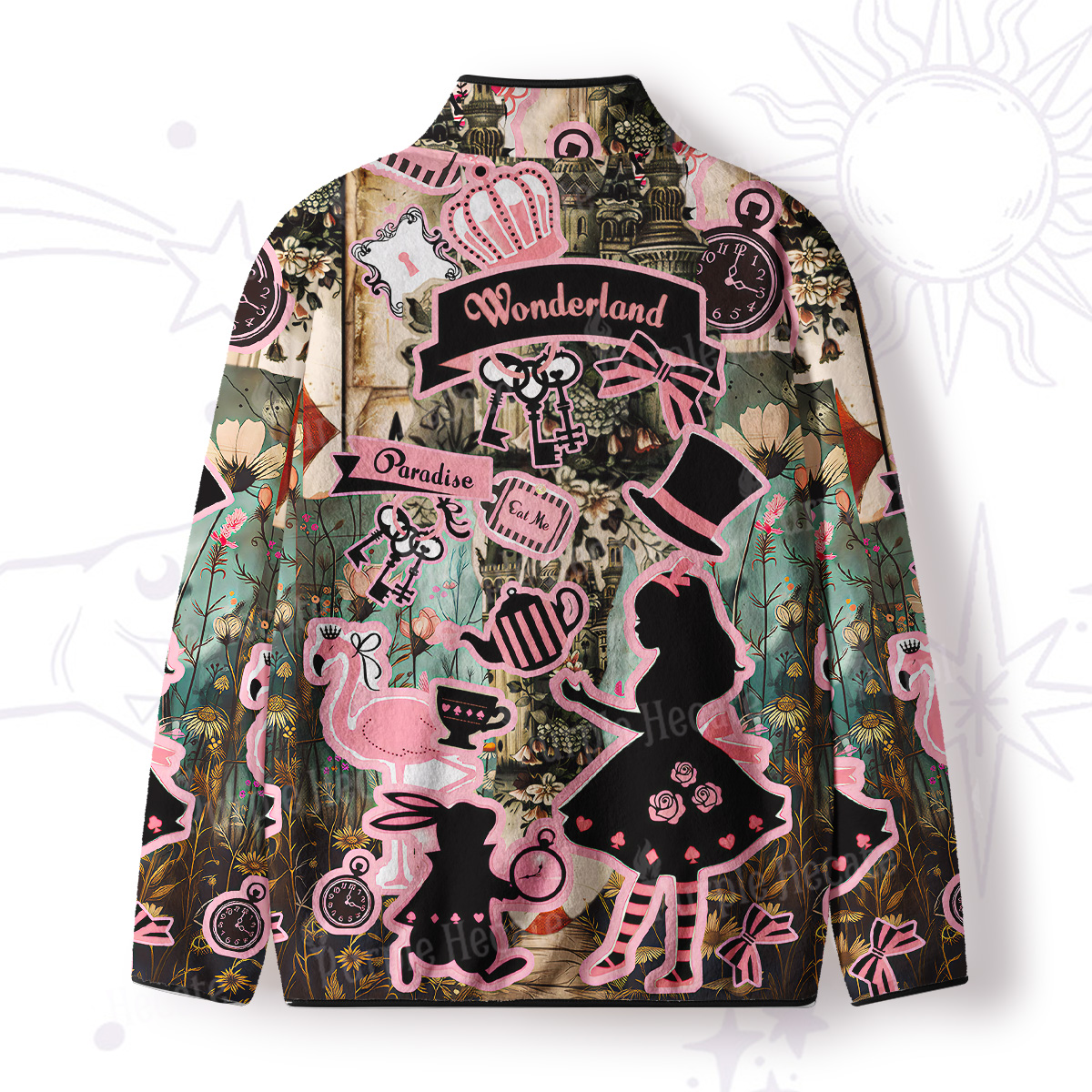 Purplehecate Wonderland Alice's Tea Party Full Zip Fleece Jacket